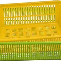 Kuber Industries Plastic 2 Pieces Kitchen Small Size Vegetables and Fruits Washing Basket Multipurpose Organizers, (KUBMART610)-image-5