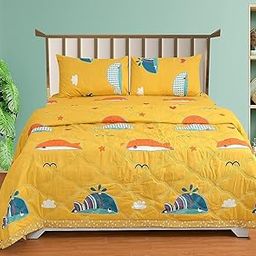 Aroma Brand Teens Cotton Nursery Print Single Bed Reversible Kids Comforter Set(1 Single Bed Comforter,1 Single Bedsheet and 1 Pillow Cover,180 TC) (Color-07)-image-84