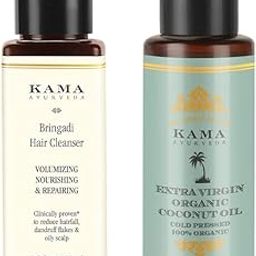 Kama Ayurveda Bringadi Hair Cleanser & Kama Ayurveda Extra Virgin Organic Coconut Oil - 50ml Combo-49