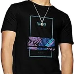 bewakoof Men's Blue Vibes Graphic Print White Round Neck Half Sleeve T-Shirt-picture-15