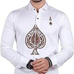 Men's Designer Embroidered Formal Giza Cotton Stylish Floral Thread Work Slim Fit Long Sleeve Button Down Shirt-image-22