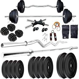 BULLAR Home Gym Combo, 20kg to 40kg 3ft Curl Rod 5ft Straight Rod with Pair of Dumbbell Rods, Skipping Rope, Hand Grip and Gloves (30KG)-image-67