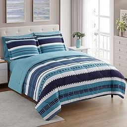 Sweet Home Collection 7 Piece Comforter Set Bag Solid Color All Season Soft Down Alternative Blanket & Luxurious Microfiber Bed Sheets, Marino, Twin (Pack of 4, 28 Count Total)-image-35