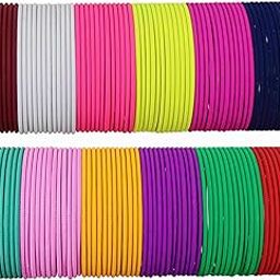 MultiColor Metal Plain Bangles Set For Women & Girls with Matte Finish | Women's Bangles Combo | Colorful Metal Bangles For Wedding, Party, Daily use | Metal Chudi Set- Pack of 144-image-6