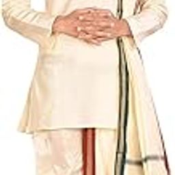 Traditional Silk Dhoti Kurta Set in Cream-image-93