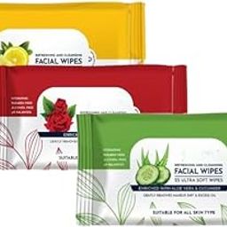 Daily Facial Cleansing Wipes 25N Each - Pack of 3 | Lemon, Rose & Aloe Vera Cucumber | Wet Wipes for Face with Vitamin E | Hydrating, Refreshing, Soothing | Alcohol-Free-6