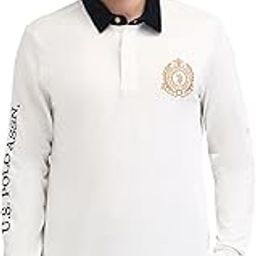 u.s. polo assn. Men's White Logo Polo Collar Collared Neck Full Sleeve Casual Cotton Slim Fit Polo Shirt-picture-29