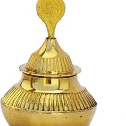 RealCraft; INSPIRING LIFES Brass Golden Round Kumkum Sindoor Box with Omm Stick for Women (Gold, 2 Inch X 2Inch X 3 Inch)-image-80