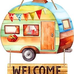 WhatSign Welcome To Our Campsite Sign Farmhouse Camper Decorations Rv Accessories-image-16