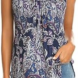 Women's Paisley Printed Pleated Sleeveless Blouse Shirt Casual Flare Tunic Tank Top-image-39