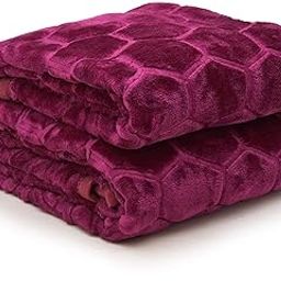 Dream Homme 500 TC AC Blanket | Floral Embossed Super Soft Mink Blanket for Summer King Size Bed | Double Size Lightweight Blanket for AC Room | 90 * 90 Inches (Dark Wine)-image-82