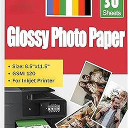 Slynuss® | Sticker Self Adhesive Glossy Photo Paper A4 Size120 GSM for Inkjet Printer (White), Sticker Paper A4 Size for Printer, Dries Quickly, Glossy Paper A4, Sticker Paper for Printer (30 Sheets)-image-2