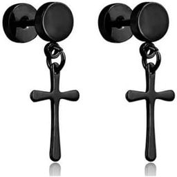 Jesus Cross Unique Stylish Dumble 2Piece Earrings Stainless Steel For Mens Womens Stud Earring-image-1