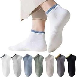 Ankle Length Socks For Men And Women - Pack Of 7 Multicoloured Cotton Socks - Free Size-54