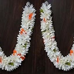 Gurram (Size :14 Inches) Cloth Fabric Washable Artificial Garland Haar for Small Idols, Photo Frame, Wedding, Puja Decoration Pack of 2 (Multicolor)-image-1