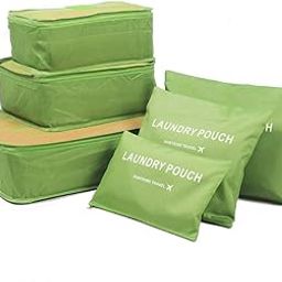 Polyester Set Of 6 Packing Cubes Travel Organizer (Green) (S1037), 34 x 27 Cm-4