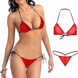 Women's Lingerie Set Bikini with Mesh Bra Panty Combo-image-80