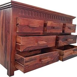GateWay Furniture Solid Sheesham Wood Chest of 7 Drawers Multipurpose Wooden Cabinet with Storage for Living Room Home (Honey Finish)-16