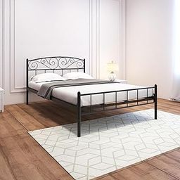 Antlia Metal Platform Double Size Bed Frame with Headboard and Footboard, Heavy Duty Mattress Foundation – No Plywood Needed, Noise Free (75 x 48, Black)-image-84