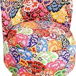 Smartkart Pouffes Sitting Stool for Living Room, Mudda Puffy Wooden Ottoman Stools, Cushioned Pouffe Footstool, Pouf for Office Home Decoration & Dressing Table Sofa Chair, 18x18x32 Inch, Jaipuri-image-30