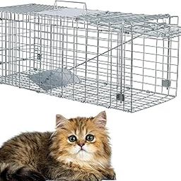 Elysian Cat Trap Live Cat Trap Easy One Door 31” Steel Rodent Cage Trap for Rabbits, Squirrels | Jungli Billi ka Pinjra – Silver Color Size 31" x 11.5" x 12"-image-38