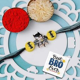 eCraftIndia Batman Rakhi for Kids Brother | Raksha Bandhan Rakhi for Bhai Bhaiya | Best Bro Ever Fridge Magnet | Roli Chawal Pack-image-94