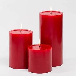 Designer Soy Wax Scented Pillar Candles, Pack Of 3 - 75 Hours Burn| (Red)-image-95