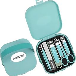 SHOPPOSTREET Nail Clippers Set 7 Pieces Stainless Steel Professional Grooming Kits, Fingernail and Toenail Clipper Cutters with Luxurious Travel Case Nail Care Tools Manicure Pedicure Kit (BLUE)-image-99