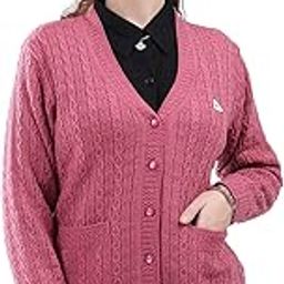 Women's Regular Fit Cardigan | Self Design Pattern | Button Closure with Full Sleeves V Neck Winter Cardigan for Womens-image-62
