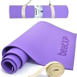 beatXP Purple Color (6Mm) Yoga Mat With Carry Strap|Textured Surface|Extra Thick|High Resilience Exercise Mat For Meditation|Pilates|Stretching |Floor & Gym Fitness Workouts Ideal For Men & Women-image-14
