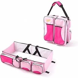 Whitecloud TRANSFORMING HOMES® Portable Multifunctional Baby Travel Bed Cot/Bassinet and Folding Mummy Diaper Bag (AA) (Pink)-22