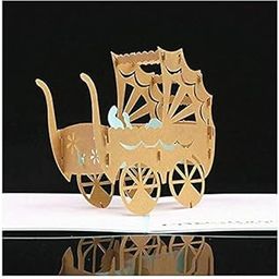 ubersweet® Imported 3X(3D Baby in pram Card Pop up Birthday Card Baby Gift Handmade Kirigami Pa F9Z5-image-62