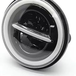 Moto Powerz 7-Inch 80W Headlight - Yellow and White Wider Throw Compatible with Classic 350, Standard Gypsy, and Thar (12-80V)-image-5
