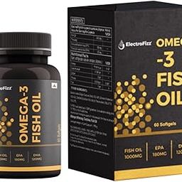 ElectroFizz Omega 3 Fish Oil Capsules For Men And Women 1000 Mg (180 Mg EPA And 120 Mg DHA) with other Omega 3 Fatty Acids for Health Heart, Brain and Joint Support Supplements - 60 Softgels-image-6