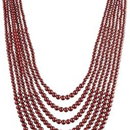 7 Layered Traditional Maroon Beaded Moti Mala Maharaja Haar/Dulha Groom Necklace for Men-image-80