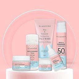 Glamveda Korean Rice & Ceramide 6 Step Daily Skincare Routine For Women with Gift Box | Face wash, Toner, Serum, Under eye cream, Moisturizer & Sunscreen-image-19