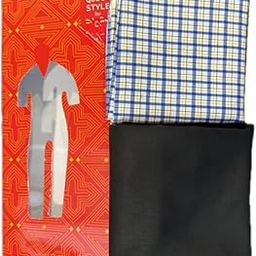 Trouser Shirt Fabric Combo Box (Unstitched, All Weather Fabric) (YELLOW CHECK SHIRT +BLACK PANT)-picture-4