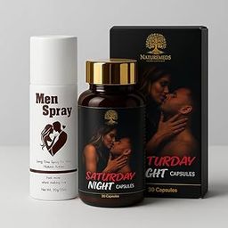 Men's Performance Combo | Saturday Night Capsules + Long Time Spray | Enhances Stamina & Intimacy | Feel More When Making Love |Natural Actives | COMBO PACK OF 2-image-21