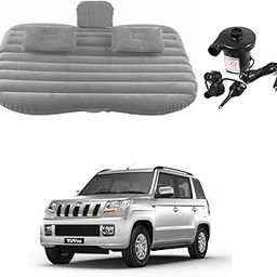 Oshotto Multifunctional Car Travel Bed Mattress with Two Air Pillows, Car Air Pump Compatible with Mahindra TUV 300 (Grey)-image-79