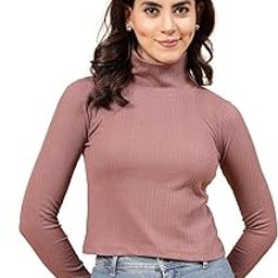Cotton Single Knit Jersey Full Sleeves Top for Women | V-Neck, Stylish Shimmer Top for Women-image-1
