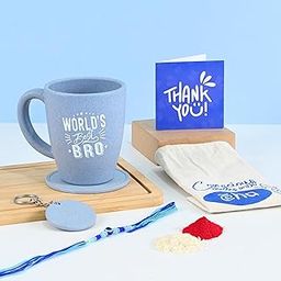 Eha Earth Friendly Rakshabandhan Gift for Brother with Printed Mug| 300 ml | Made with Rice Husk Biocomposite | Rakhi, Key Chain | Rakhi for Brother with Gift | Set of 1 | Azure-image-26