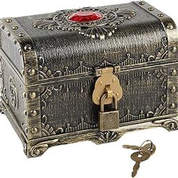 Generic Pirate Treasure Chest Gift Box Props Boys Girls Decorative Chest Box Bronze | 1 Treasure Chest 1 Lock 1 Key-image-4