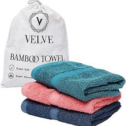 Velve 100% Bamboo Face Towel | 600 GSM | Premium Mini Towels for Face | Set of 3 | Pocket Friendly | Ultra Soft, Absorbent & Quick Dry Towel for Facewash, Gym, Travel | Teal, Royal Blue, Pink-1