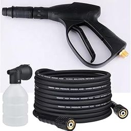 MLD WPH-1977 Pressure Water Spray Gun with 10 mtr Pressure Washing Hose Pipe & Foam Flow Bottle Combo Set Compatible with Pioneer, JPT, STARQ, REQTECH (Length 10 Meter,Color - Black)-32