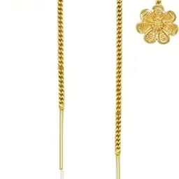 arch fashion Women's Traditional Sui Dhaga Earrings Gold and Micron Plated Long Earring, (Gold, Yellow) ERG2536-picture-40