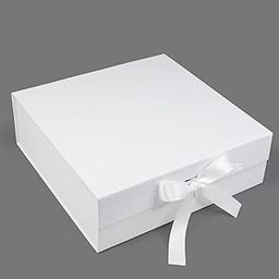 RBS®- LARGE White Gift Box (1 Pack) Gift Boxes for Packaging all occasions (34 x 33 x 10cm) Gift Boxes for gifting with Ribbon Holds Upto 10 Kg, Reusable gift packing box (Large White)-image-95