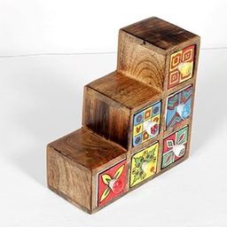 AB ART Wooden Solid Wooden Chest Drawer with Six Rajasthani Ethnic Ceramic Drawers/Designed in Step Form/AB-286-image-18