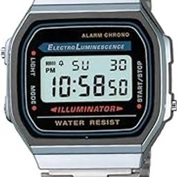 Vintage A168WA-1WDF Black Dial Silver Stainless Steel Band Digital Watch - for Men & Women D131-picture-50