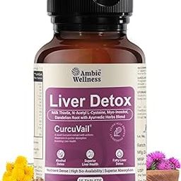 Ambic Wellness Liver Detox Supplement I Milk Thistle Tablet for Fatty Liver Detox I Clinically Researched Curcuvail acts as Liver Cleanser - 15 Tablet-image-1