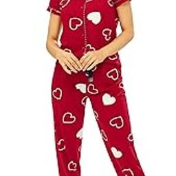 Women's Cotton Heart Printed Shirt & Payjama Nightwear Set-image-64